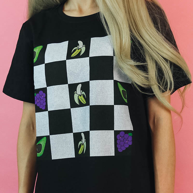 Camiseta de ajedrez de frutas