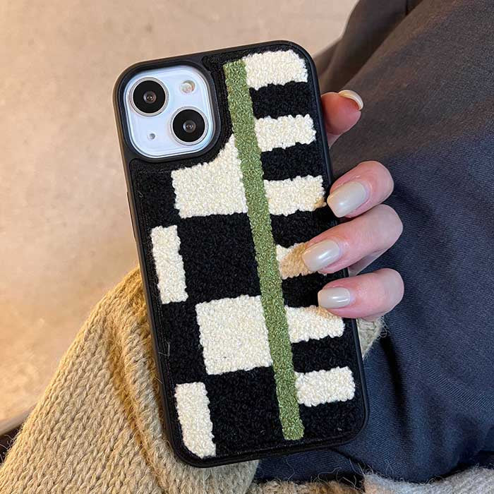 Funda para iPhone con diseño geométrico de osito de peluche 