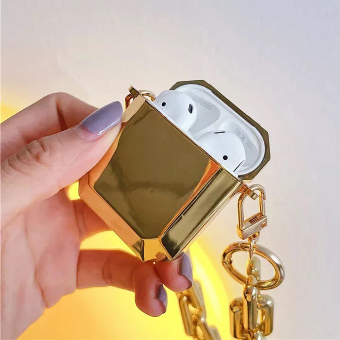 Estuche para AirPods con cadena de lingotes de oro