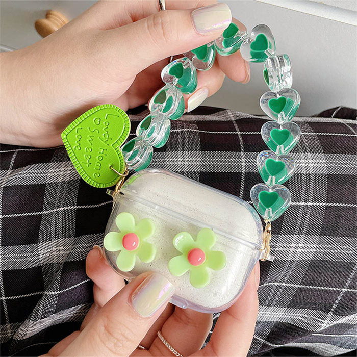 Estuche para AirPods con margaritas verdes