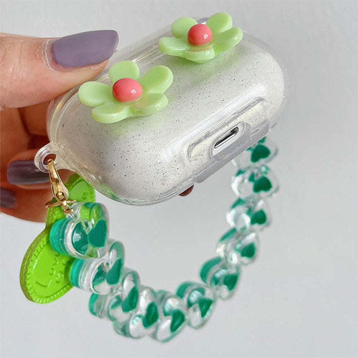 Estuche para AirPods con margaritas verdes