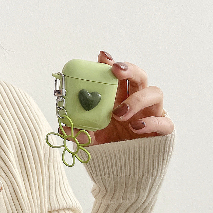 Estuche para AirPods con diseño de flores verdes 