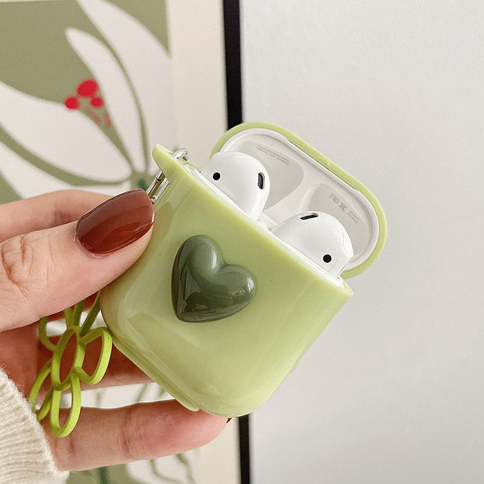 Estuche para AirPods con diseño de flores verdes 