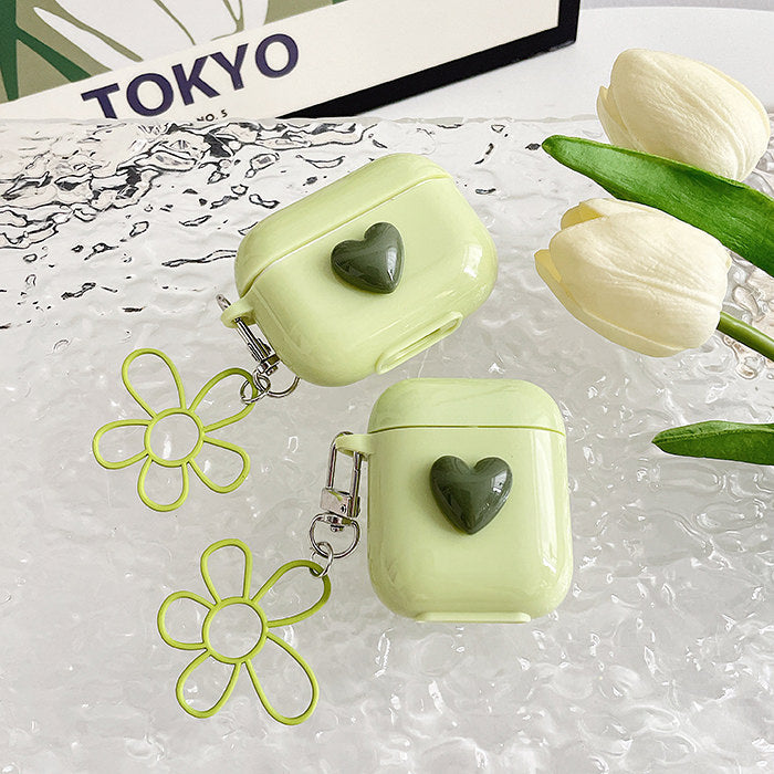 Estuche para AirPods con diseño de flores verdes 