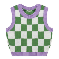 Green & Lavender Checkered Vest