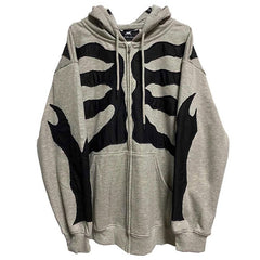 Sudadera con capucha de esqueleto gris