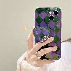 Funda para iPhone con diseño de corazón de rombos grunge