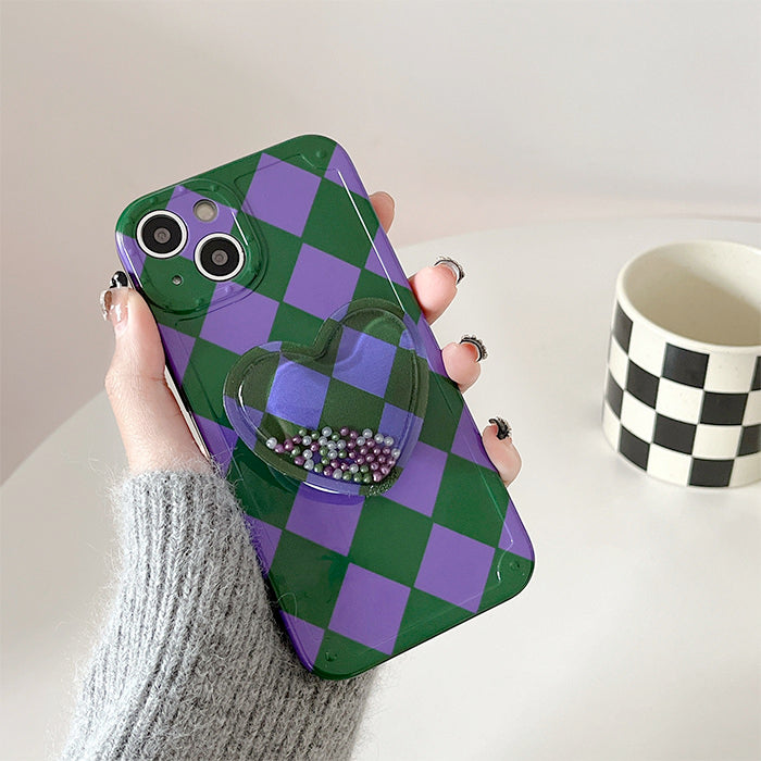 Funda para iPhone con diseño de corazón de rombos grunge