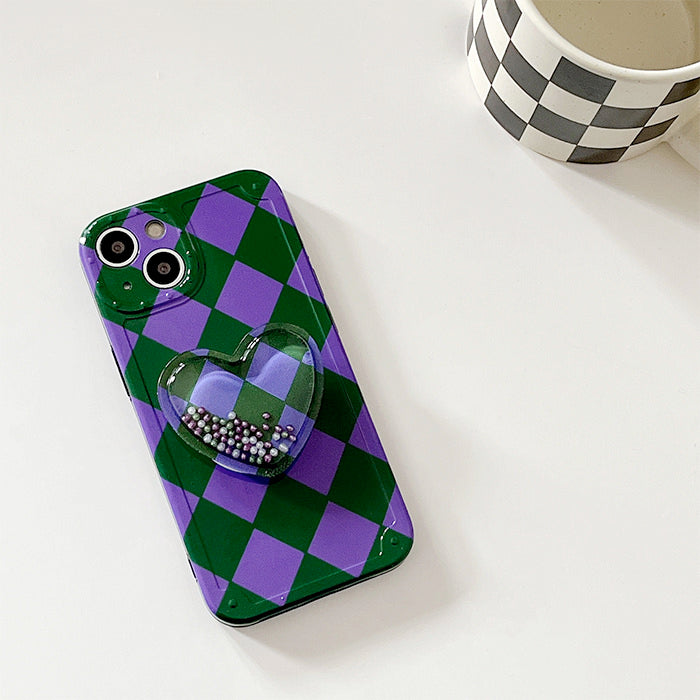 Funda para iPhone con diseño de corazón de rombos grunge