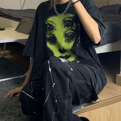 Grunge Ghost Face Graphic T-Shirt