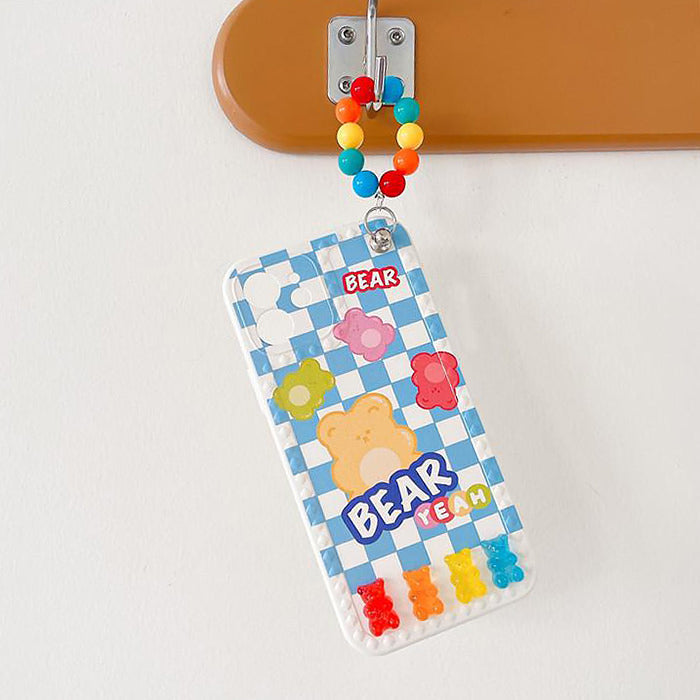 Funda para iPhone con diseño de ositos de goma a cuadros 