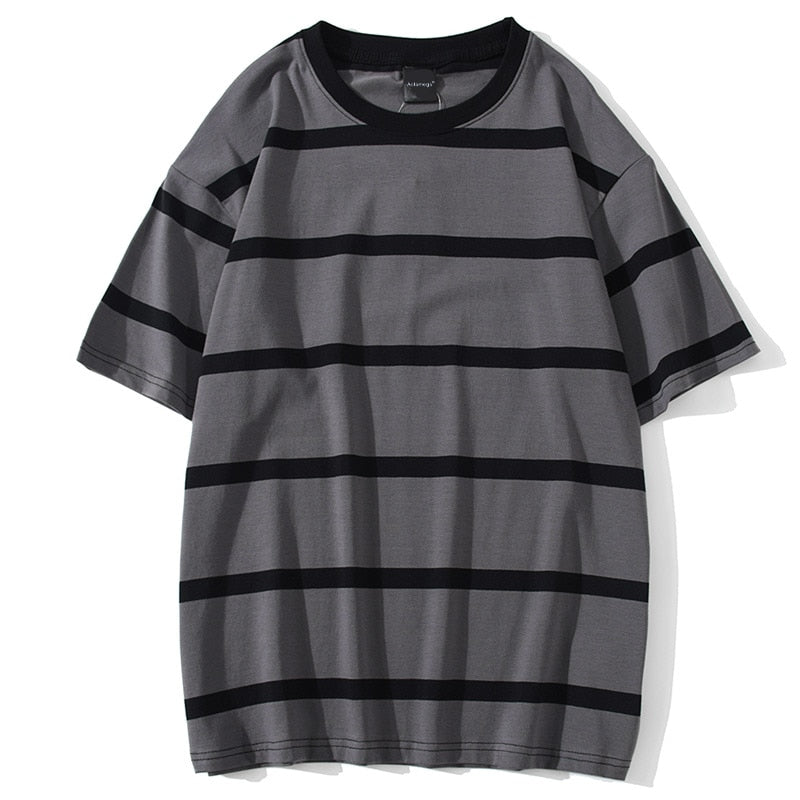 Striped Streetwear All-Match T-shirts for Men
