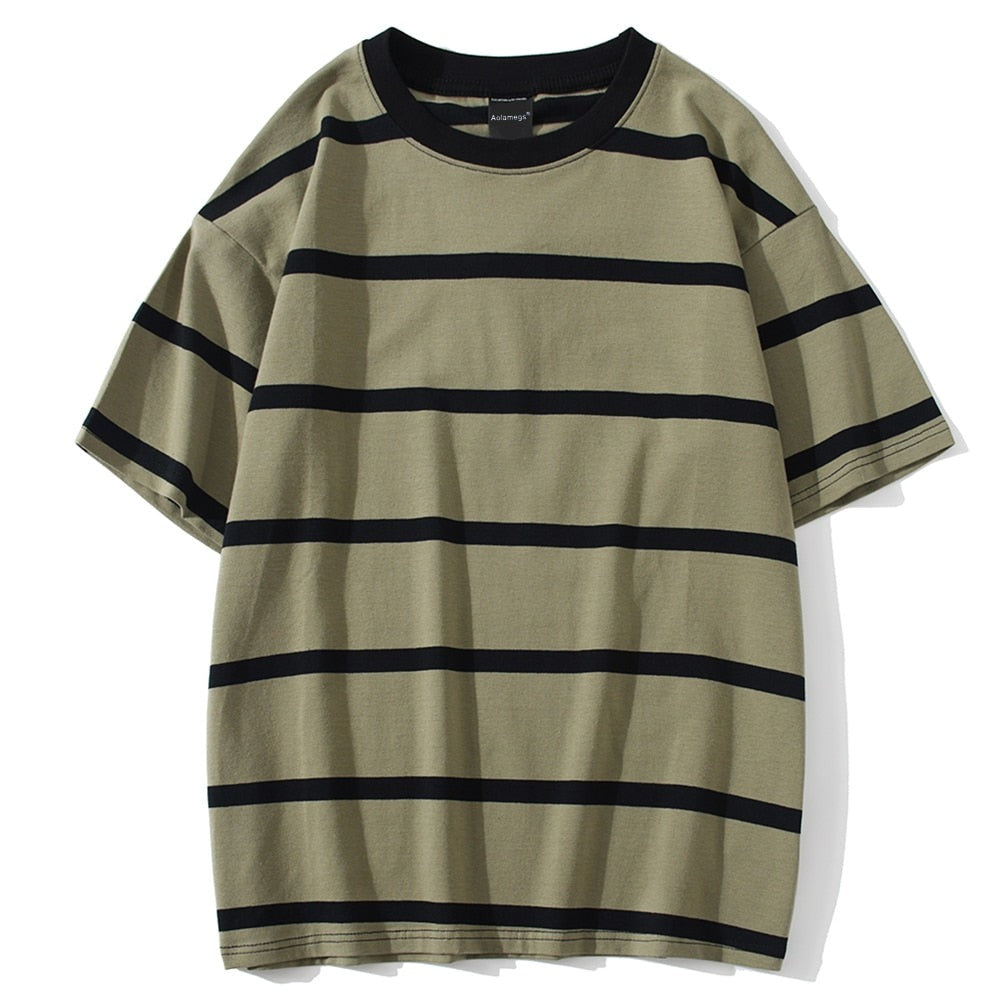 Striped Streetwear All-Match T-shirts for Men
