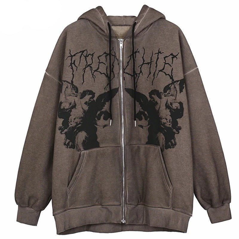 Fairy Grunge Reißverschluss-Kapuzenpullover für Männer 