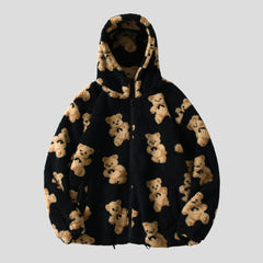 Chaqueta unisex con cremallera y estampado de oso peludo