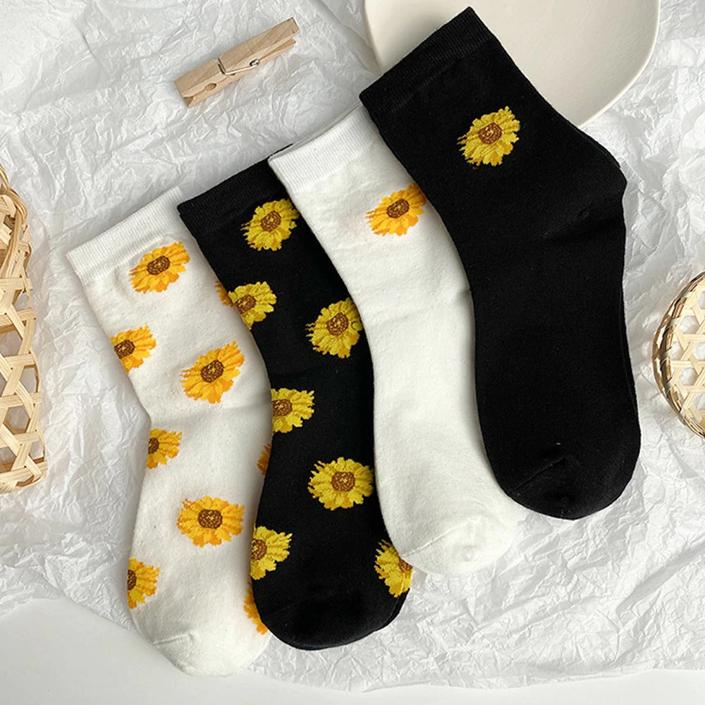 Calcetines con estampado de girasoles