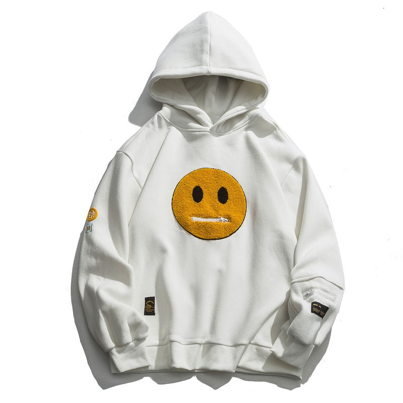 Unisex Kapuzenpullover mit Reißverschluss und Smiley-Muster