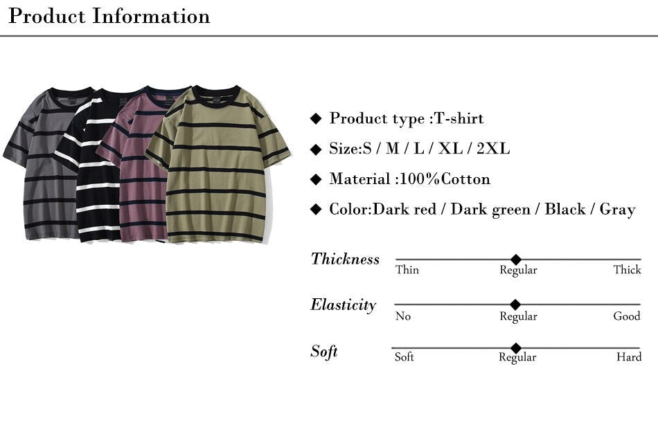 Striped Streetwear All-Match T-shirts for Men