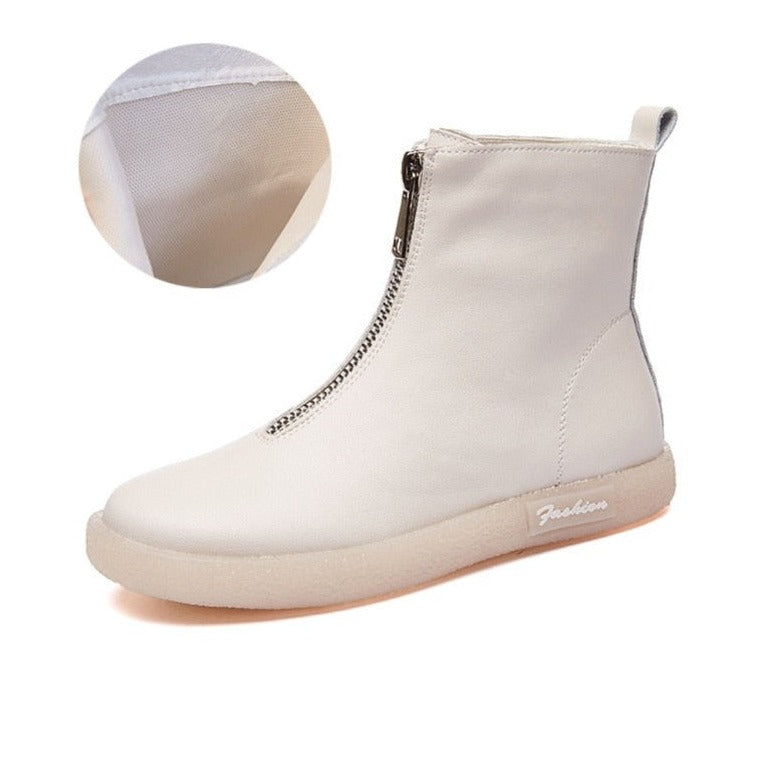 Flache Stiefeletten aus Leder für Damen