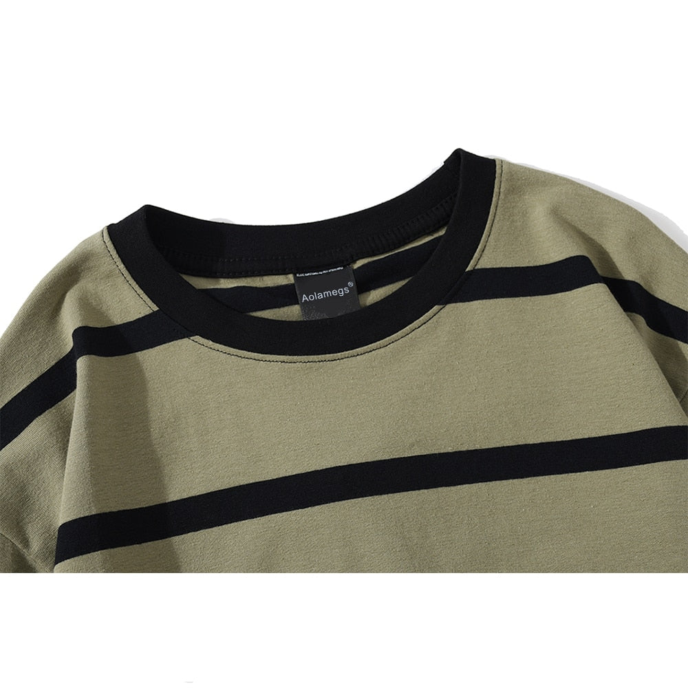 Striped Streetwear All-Match T-shirts for Men
