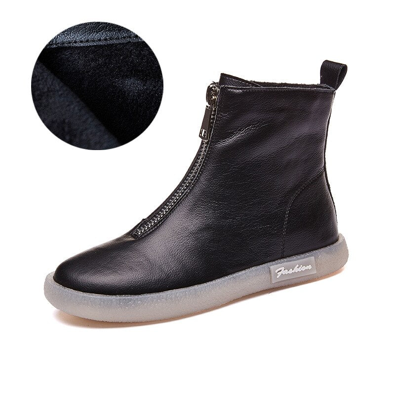 Flache Stiefeletten aus Leder für Damen