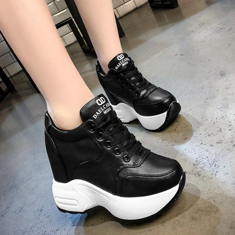 Leather High Platform Sneakers for Women