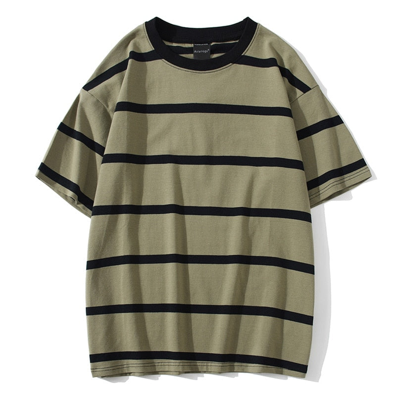 Striped Streetwear All-Match T-shirts for Men