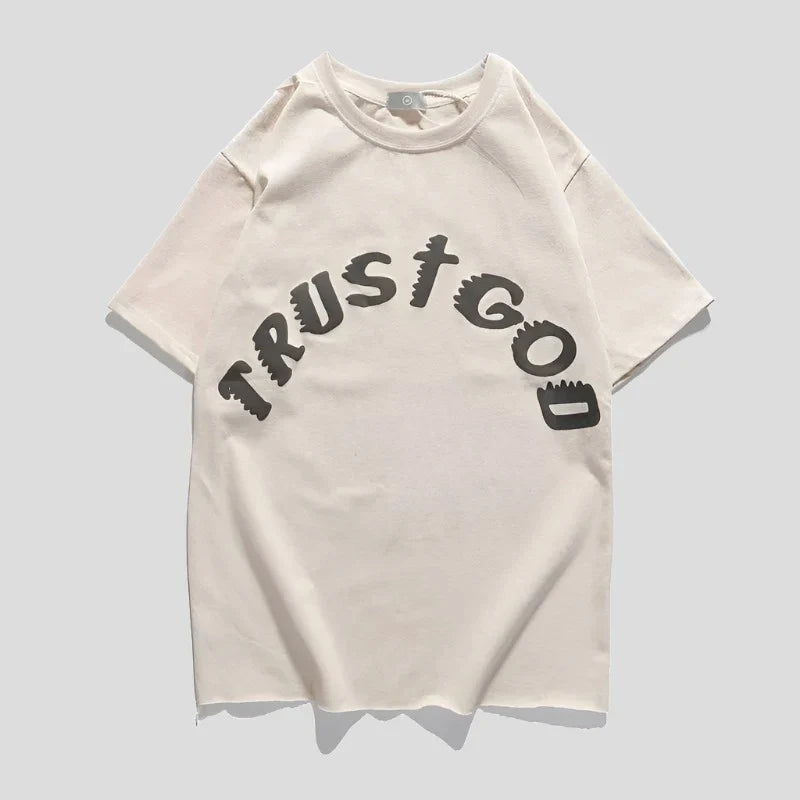Camiseta de algodón con estampado "Confía en Dios" para hombre
