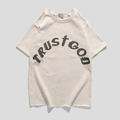 Camiseta de algodón con estampado "Confía en Dios" para hombre