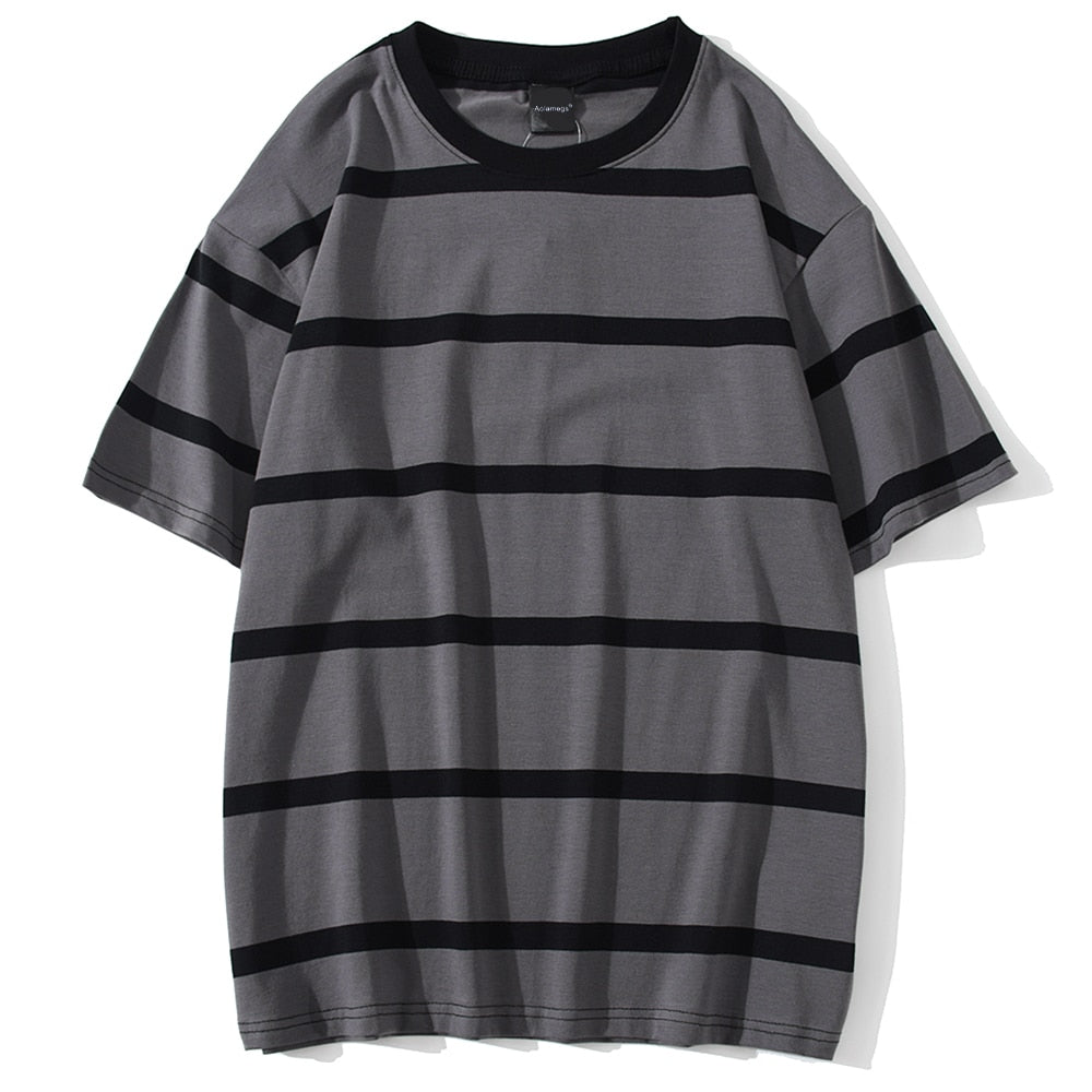 Striped Streetwear All-Match T-shirts for Men