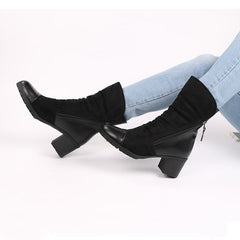 Suede Leather High Heel Ankle Boots