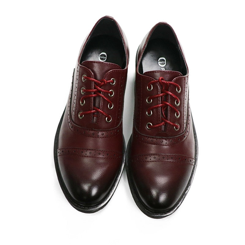 Casual PU Leather Lace-Up Oxfords