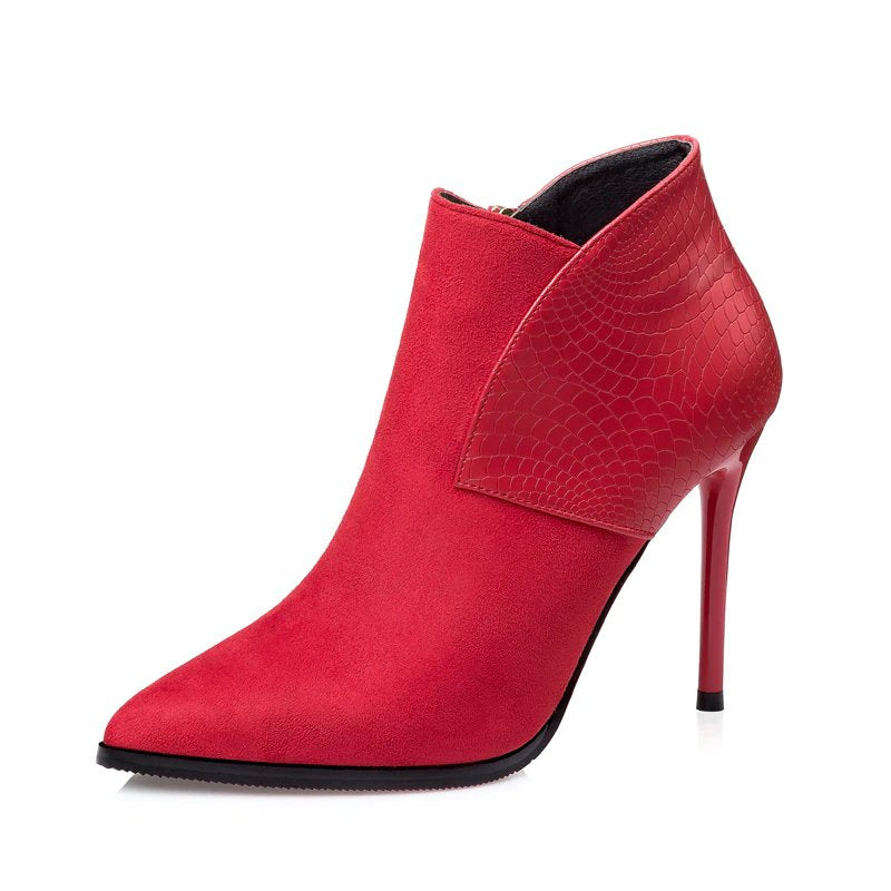 High-Heeled Pointed Toe Ankle Boots