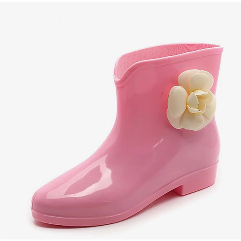 Botas de lluvia de goma hasta el tobillo con flor/pajarita decorativa 