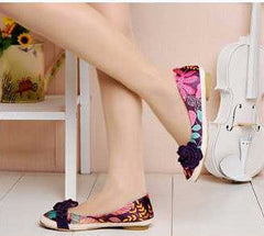 Zapatos planos casuales y elegantes para mujer con estampado floral