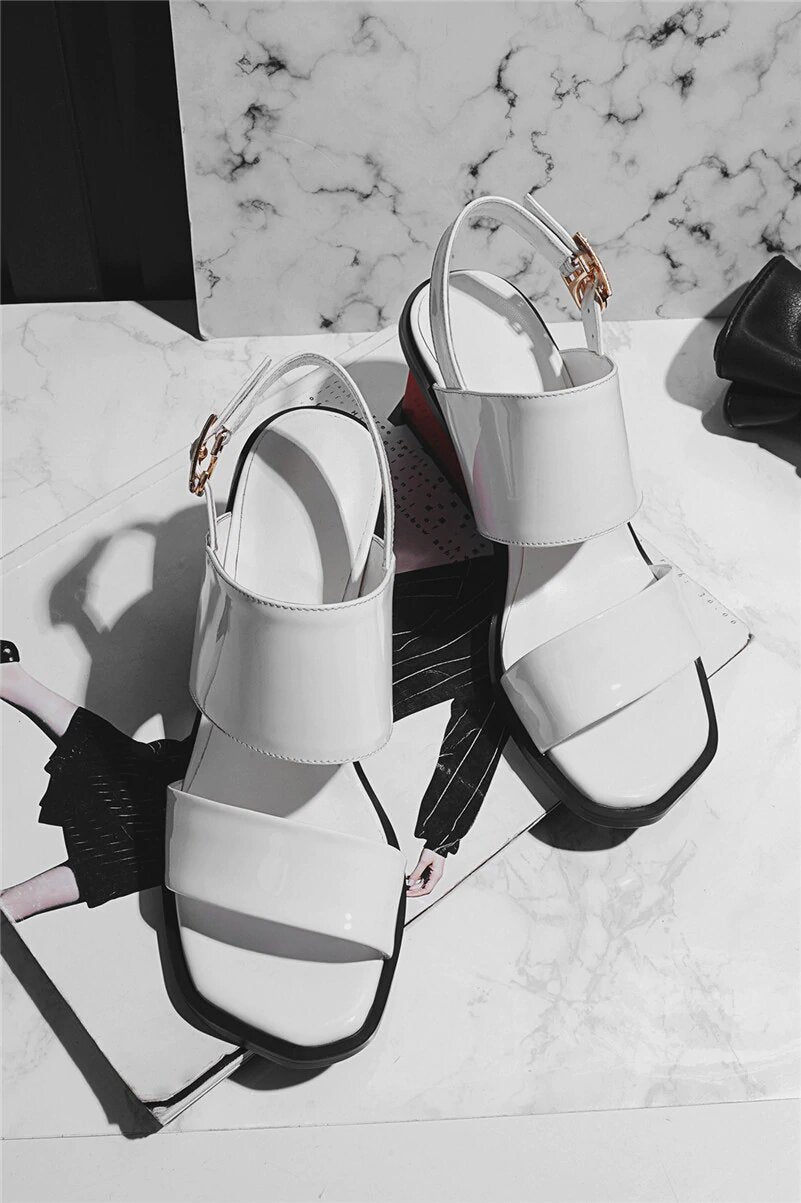 Square-Heeled Ankle Strap Gladiator Sandals