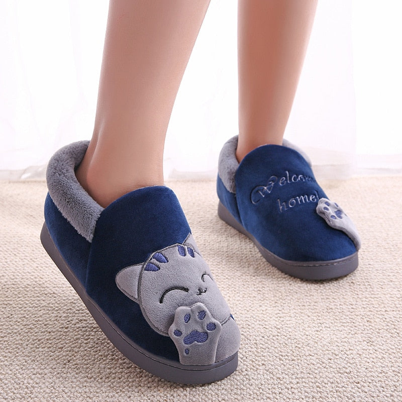 Non-Slip Soft Home Slippers With Cartoon Embroidery