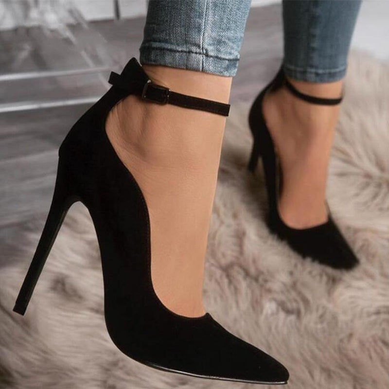 Curve High-Heeled Pumps With Buckles