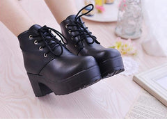 High-Heeled PU Leather Ankle Boots