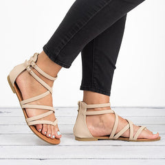 PU Leather Flat Gladiator Sandals