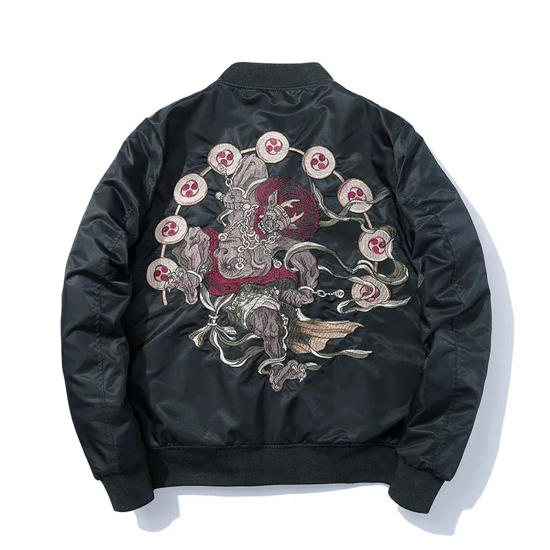 Men's Japanese Embroidery MA1 Jacket Streetwear Hip Hop