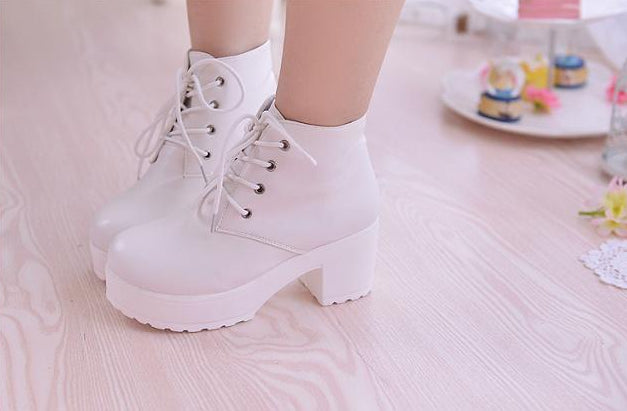 High-Heeled PU Leather Ankle Boots