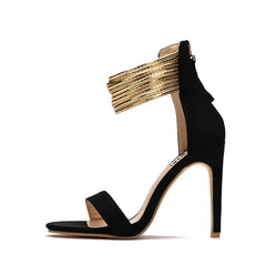 Gladiator High-Heeled Flock Sandals