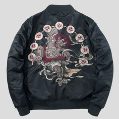 Chaqueta MA1 con bordado japonés para hombre, estilo urbano, hip hop