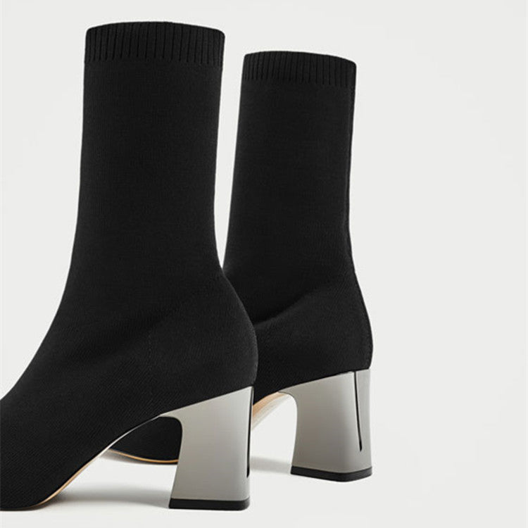 High-Heeled Stretch Sock Boots