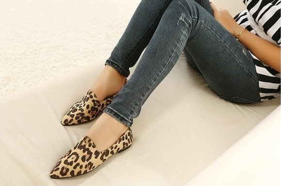 Mocasines planos casuales con estampado de leopardo 