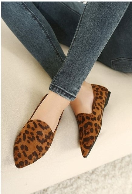 Mocasines planos casuales con estampado de leopardo 