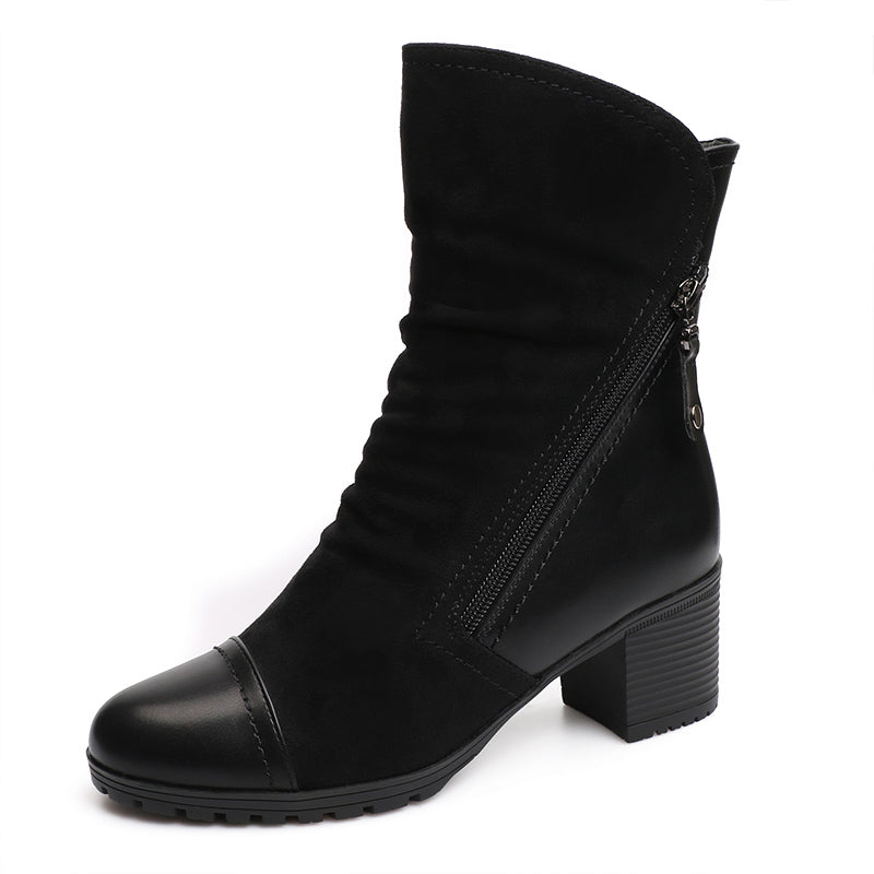 Suede Leather High Heel Ankle Boots