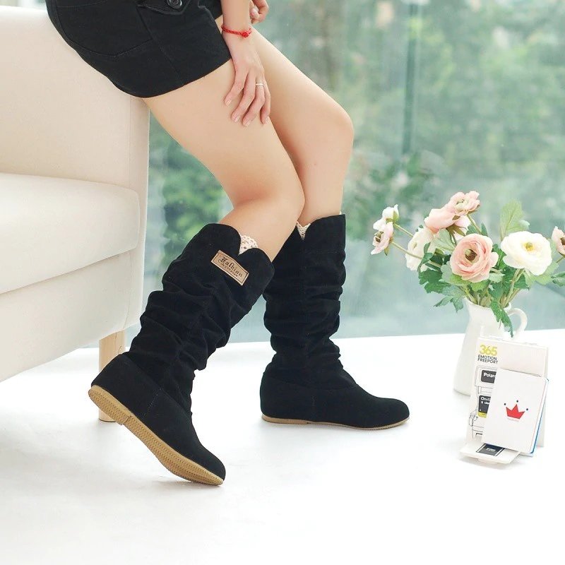Nubuck Leather High Boots
