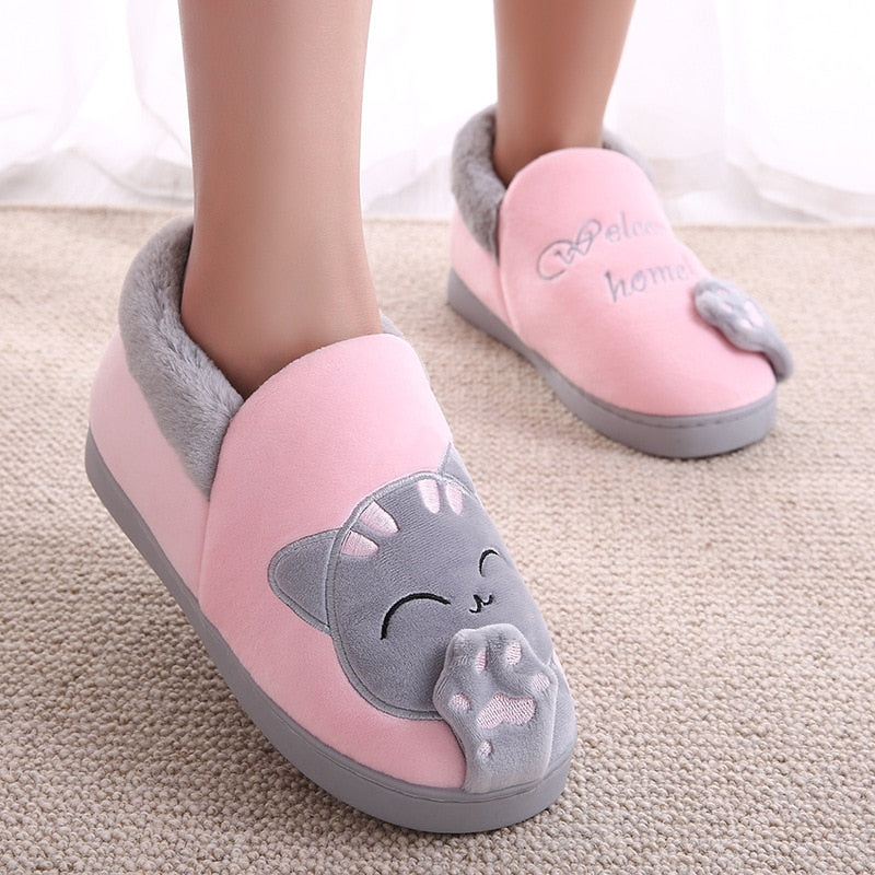 Non-Slip Soft Home Slippers With Cartoon Embroidery